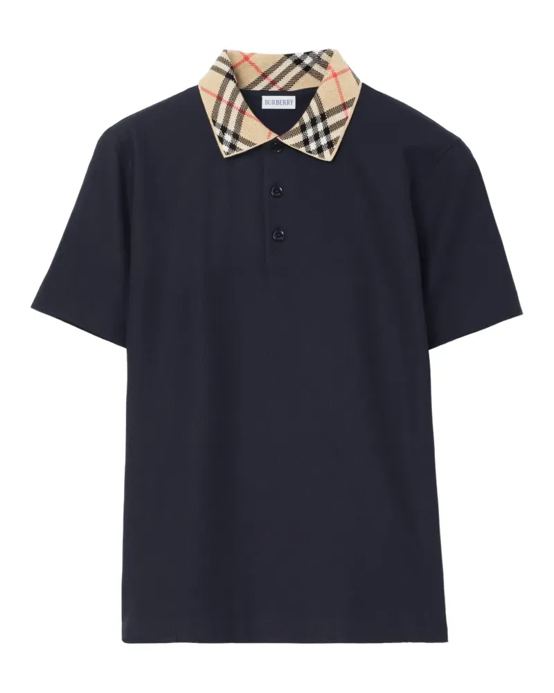 Burberry Poloshirt mit Check-Kragen - Blau Blau