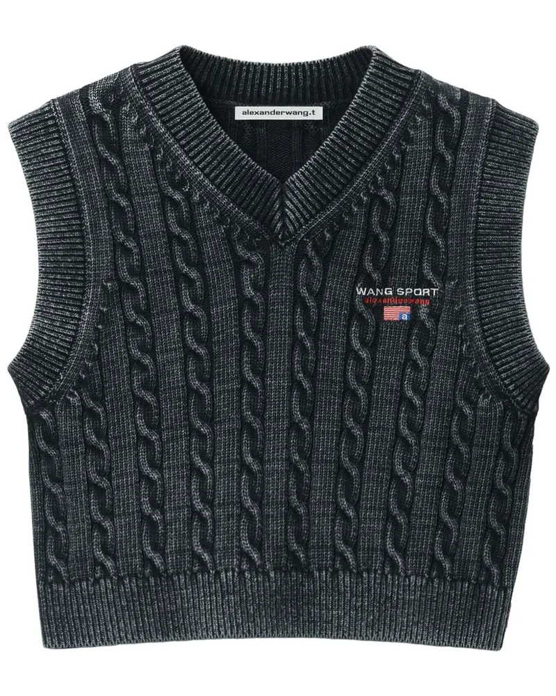 Alexander Wang Pullunder mit Zopfmuster - Schwarz Schwarz