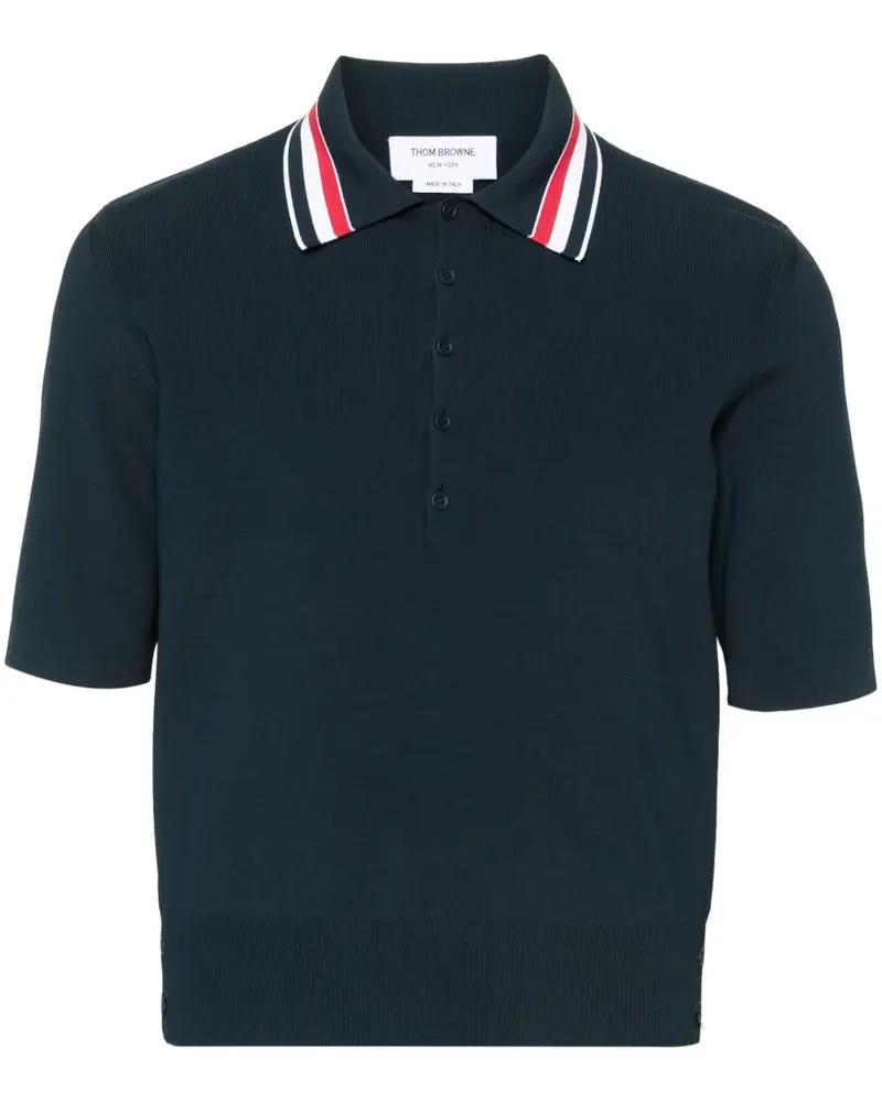 Thom Browne Poloshirt mit RWB-Streifen - Blau Blau