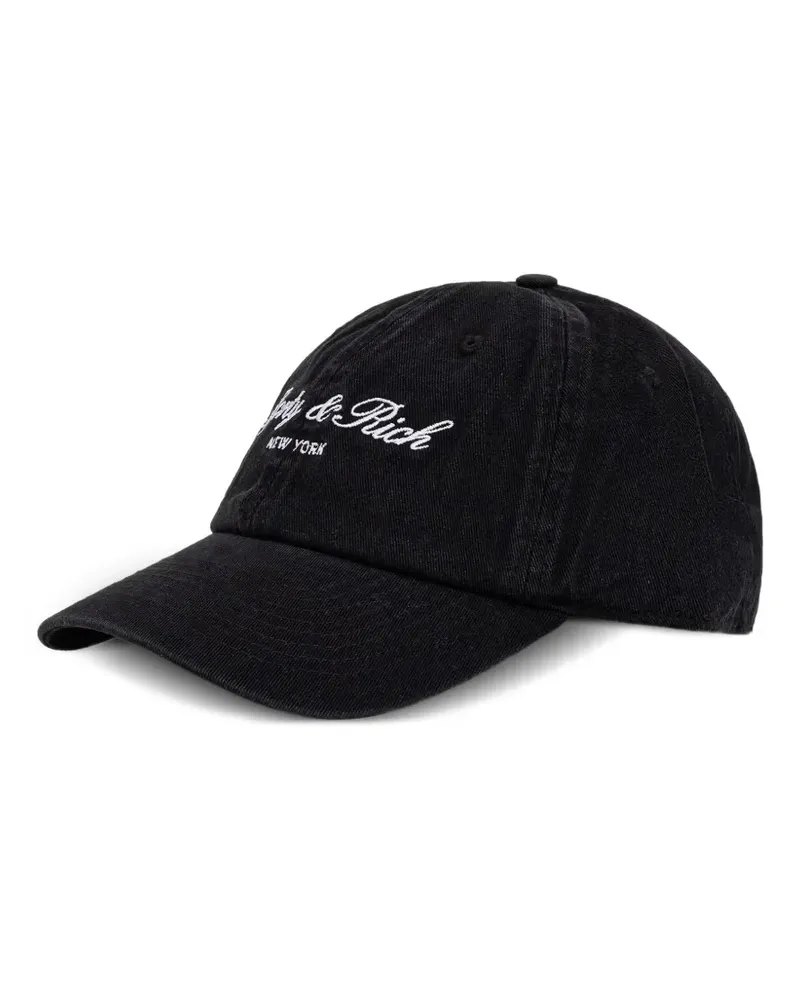 SPORTY & RICH Baseballkappe mit Logo-Stickerei - Schwarz Schwarz