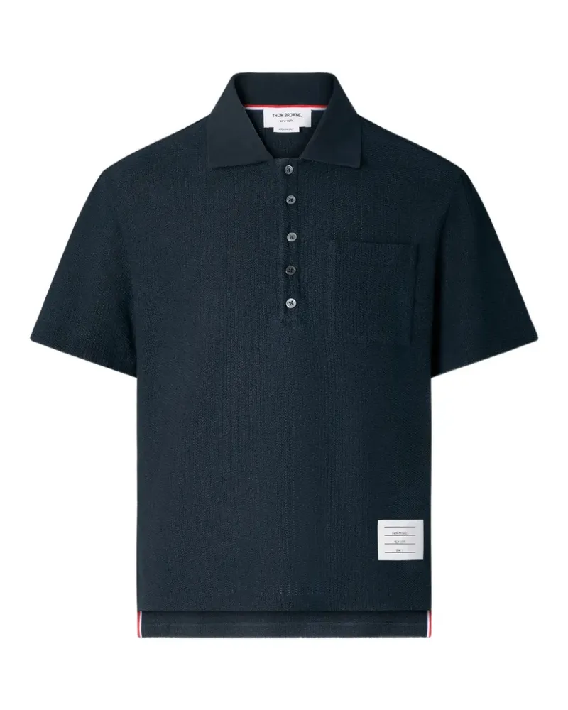 Thom Browne Strukturiertes Poloshirt - Blau Blau