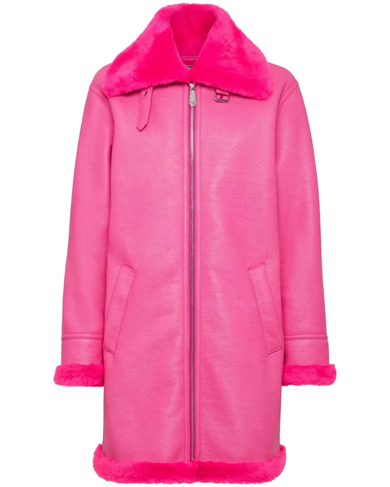 Philipp Plein Eco Mutton Aviator Skull&Bones Mantel - Rosa Rosa