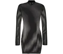 Gestreiftes Strickkleid - Schwarz