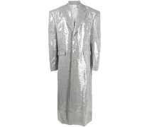 Karierter Mantel mit Pailletten - Schwarz