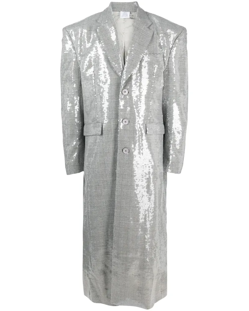 VETEMENTS Karierter Mantel mit Pailletten - Schwarz Schwarz