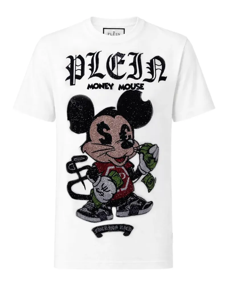 Philipp Plein Mickey Mouse T-Shirt mit Strass - Weiß Weiß