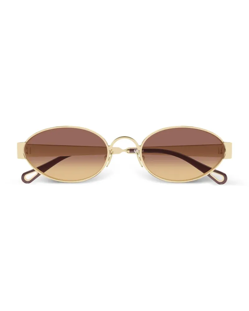 Chloé Sonnenbrille mit ovalem Gestell - Gold Gold