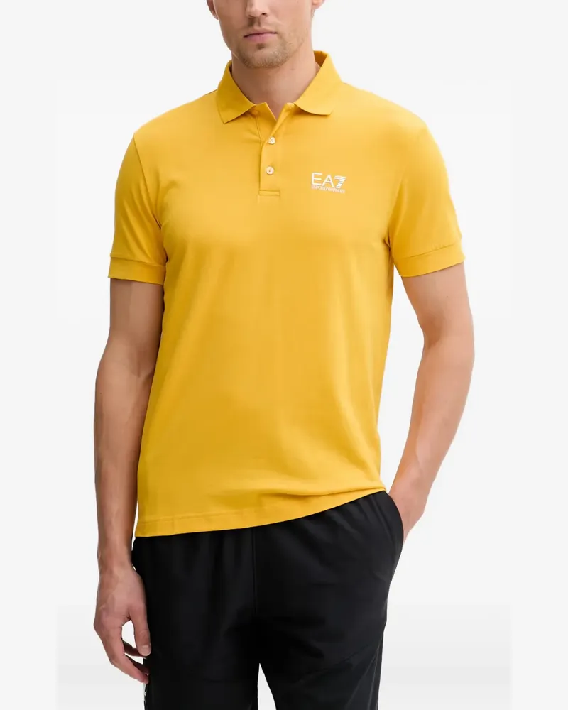 EA7 logo-print short-sleeve polo shirt - Gelb Gelb