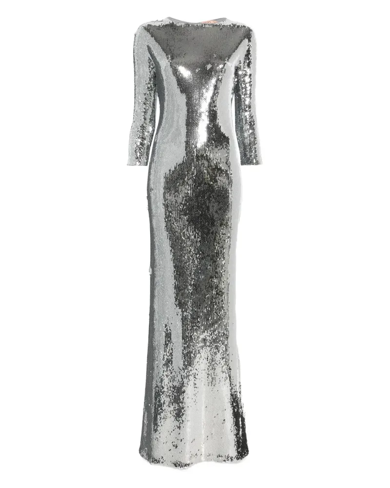 N° 21 Maxikleid mit Pailletten - Silber Silber