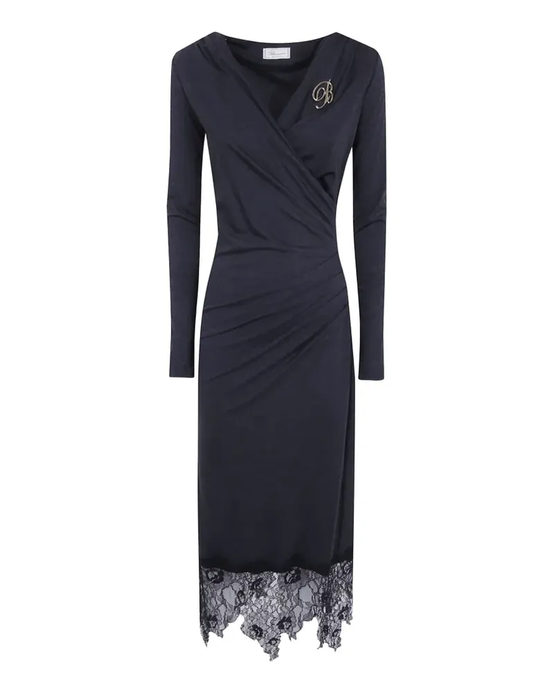 Blumarine Drapiertes Midikleid mit Spitzenbesatz - Grau Grau