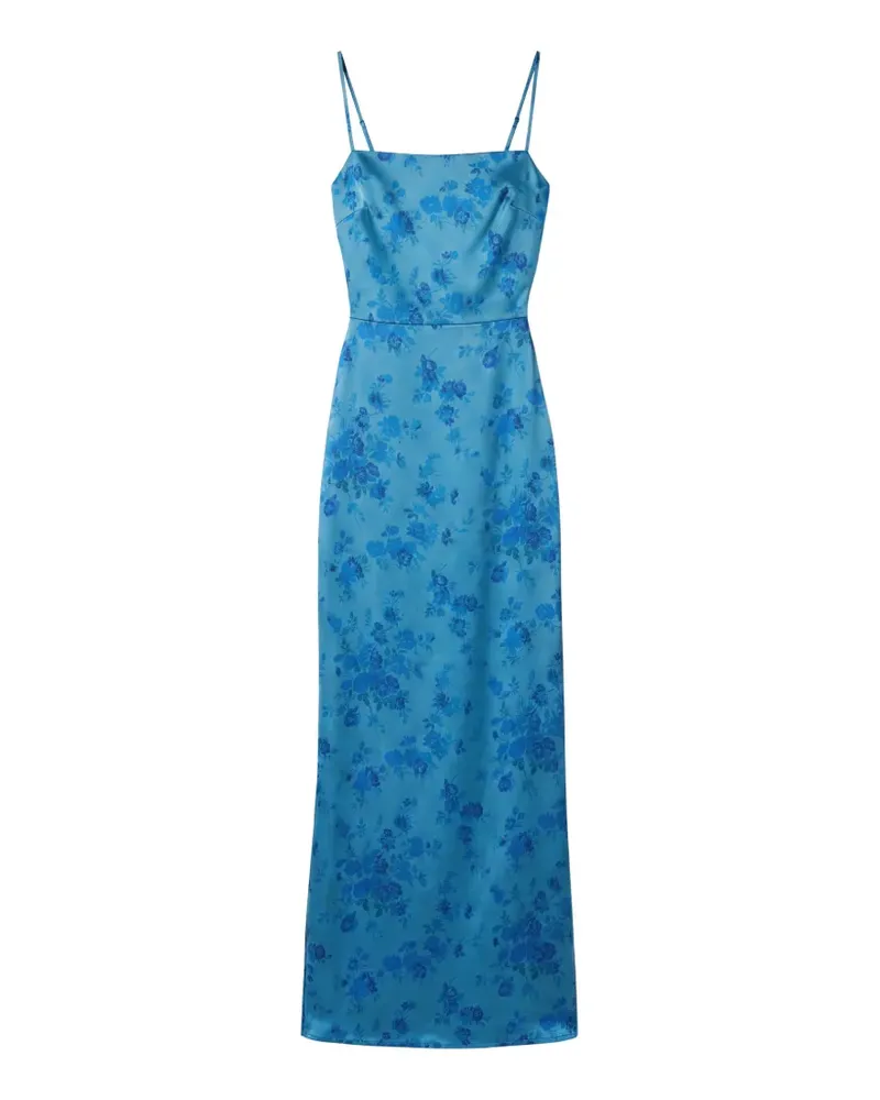 Reformation Midi-Seidenkleid mit Blumenprint - Blau Blau