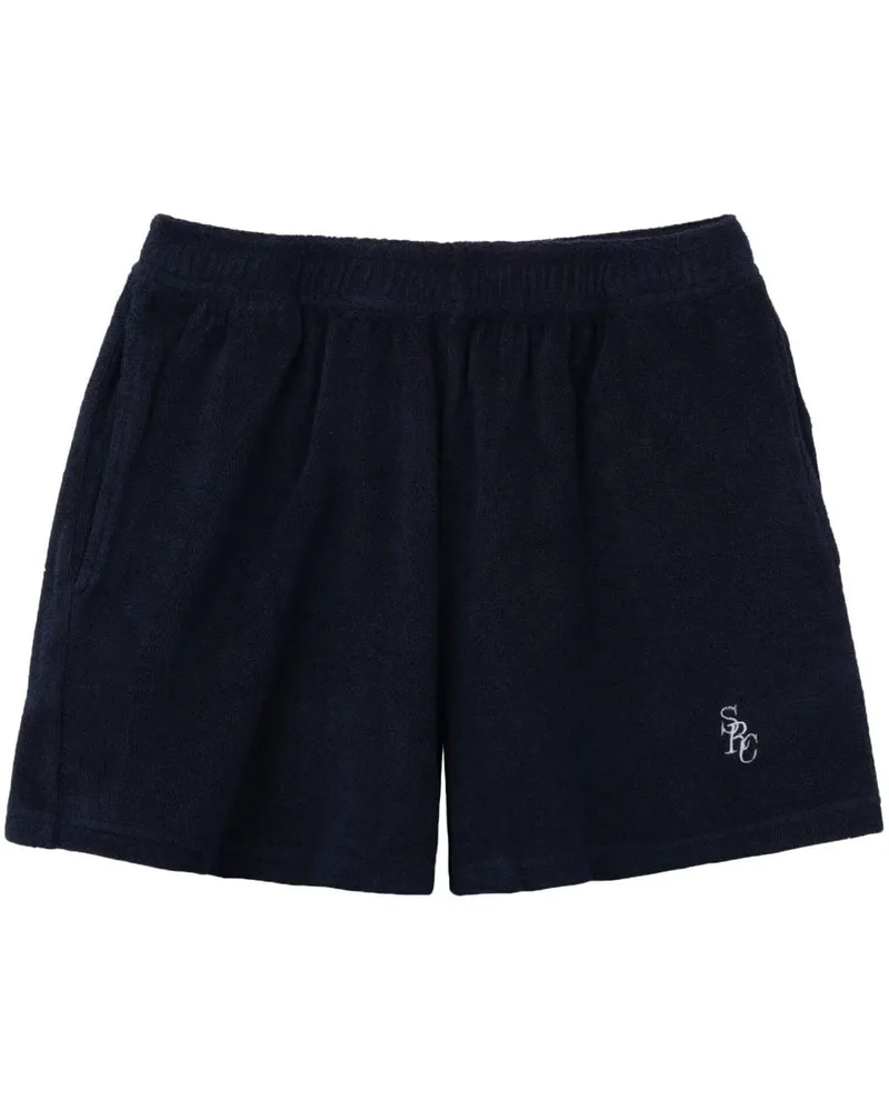 SPORTY & RICH Shorts mit Logo-Stickerei - Blau Blau