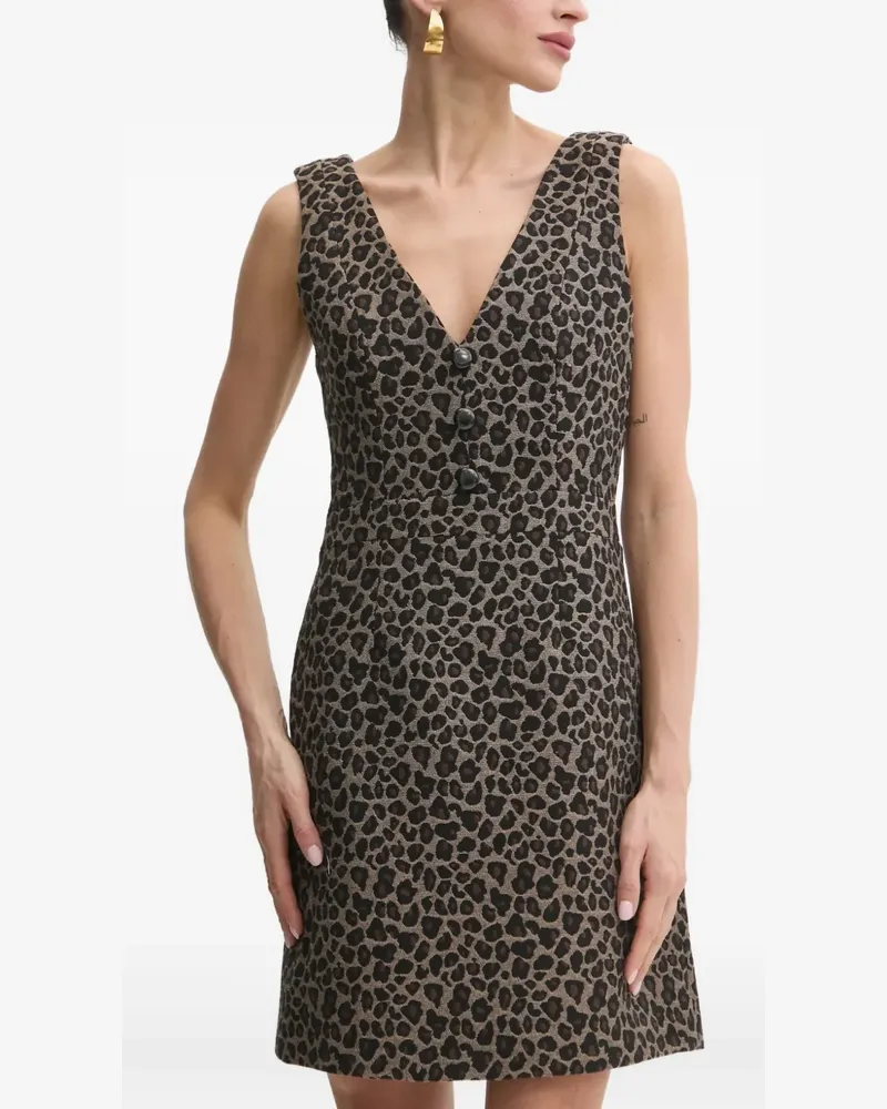 Morgan V-neck button mini dress - Nude Nude