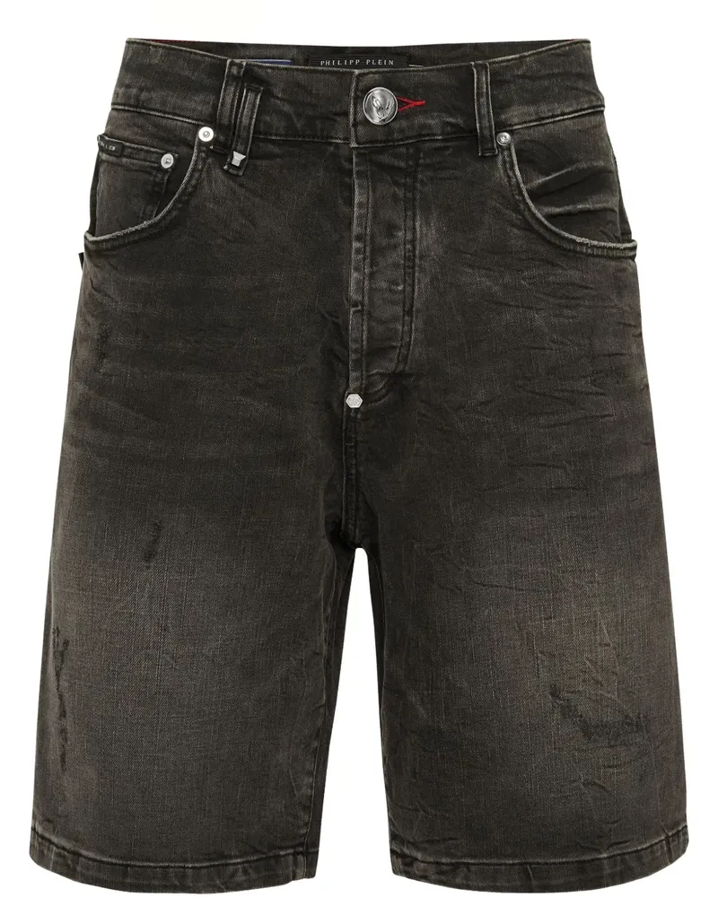 Philipp Plein Formentera Skulls Jeans-Shorts - Grau Grau