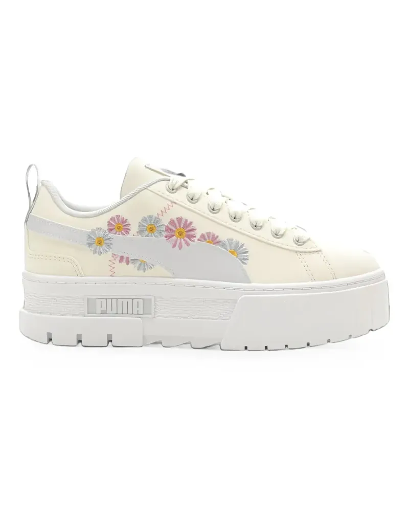 Puma Mayze floral-embroidered sneakers - Nude Nude