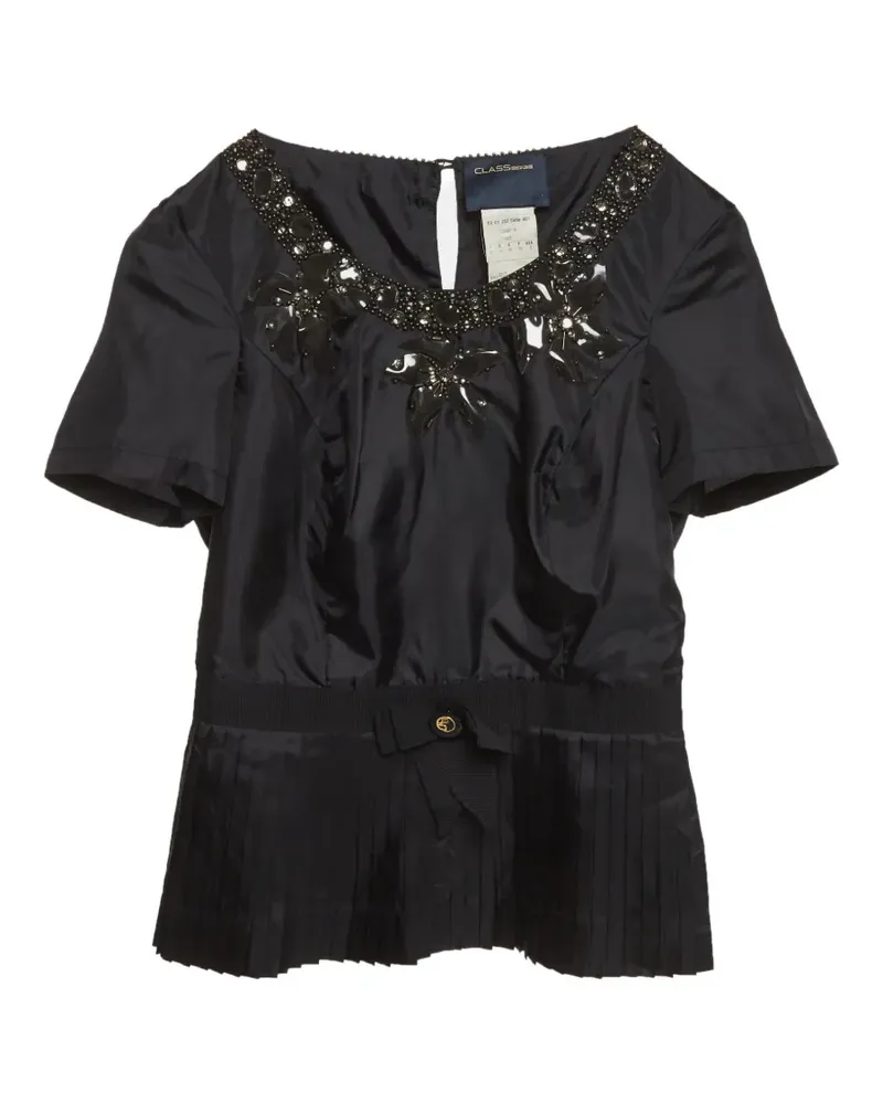 Roberto Cavalli bead-embellished pleated blouse - Schwarz Schwarz