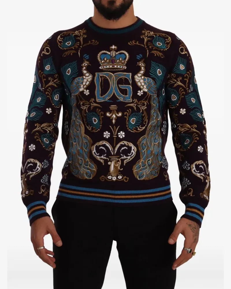Dolce & Gabbana Pullover mit DG Crown-Stickerei - Violett Violett