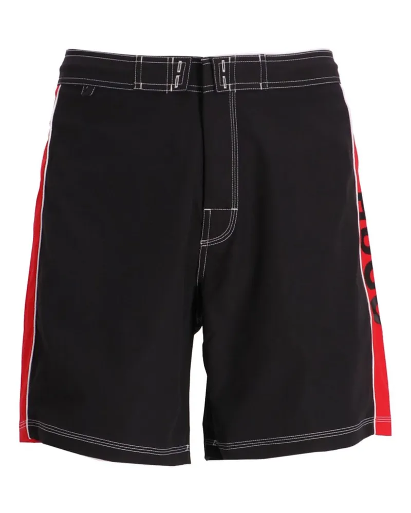 HUGO BOSS Badeshorts mit Logo-Streifen - Schwarz Schwarz