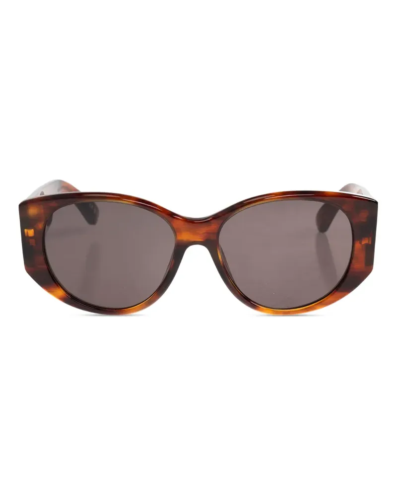 Balenciaga Ovale Sonnenbrille mit Logo - Braun Braun