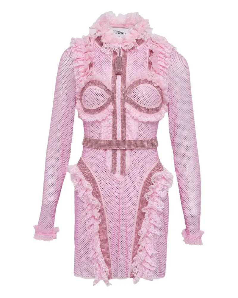 Self-Portrait long-sleeve mini dress - Rosa Rosa