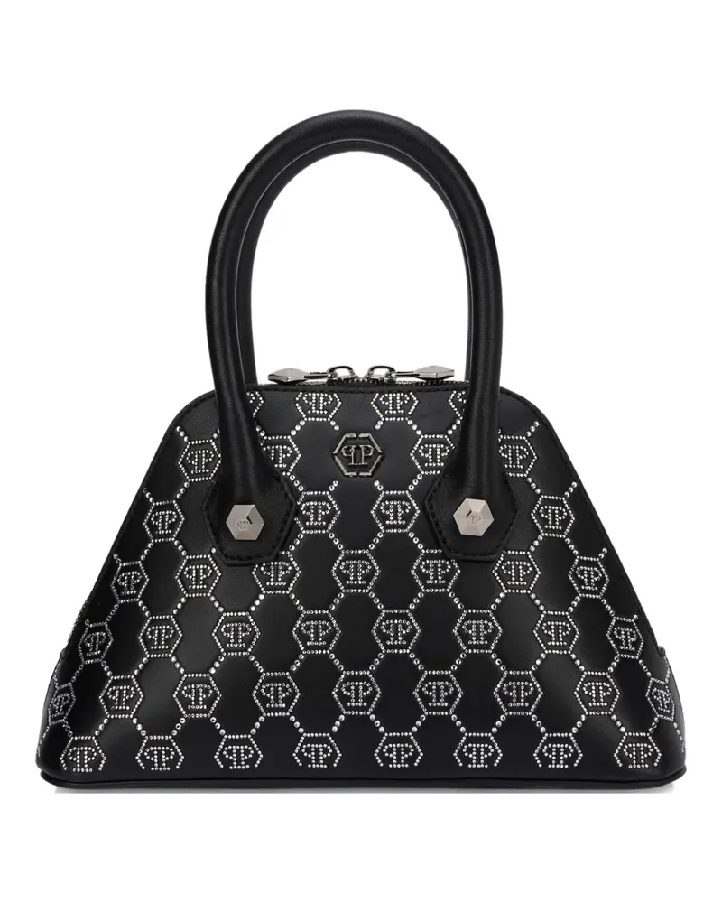 Philipp Plein Kleine Majestic Handtasche mit Monogramm und Strass - Schwarz Schwarz