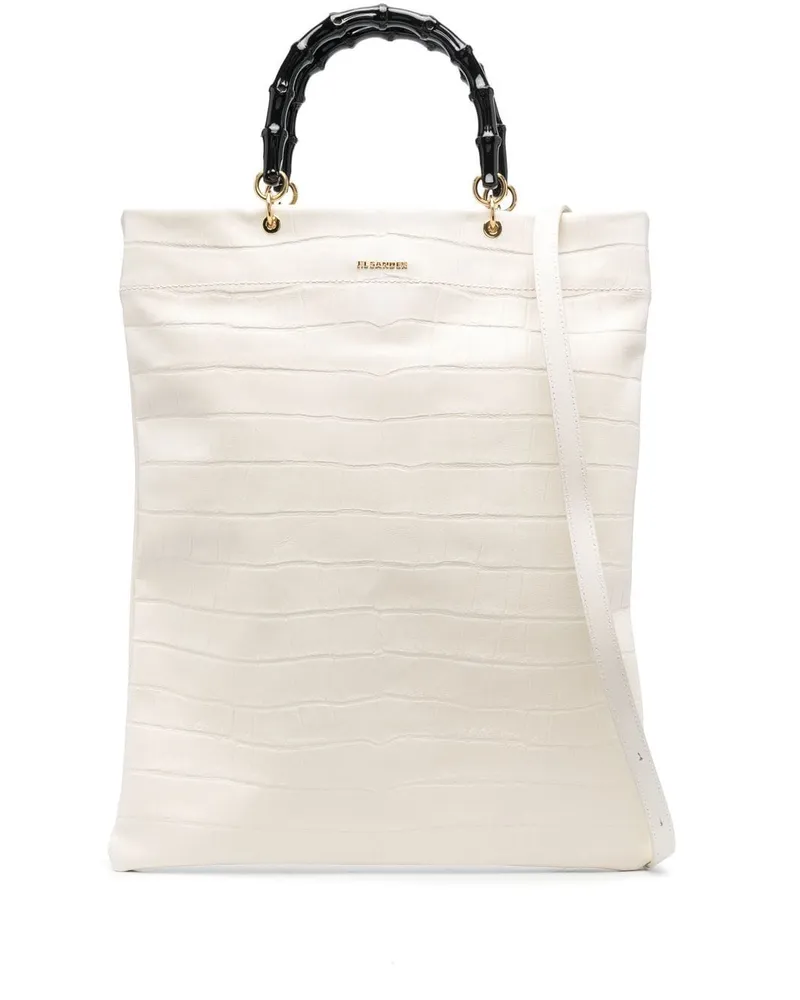 Jil Sander Handtasche mit Kroko-Optik - Nude Nude