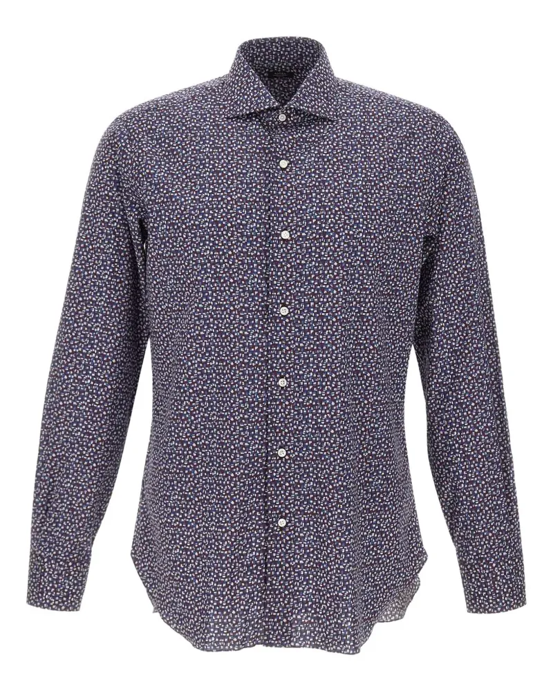 BARBA Hemd mit Mikro-Muster - Blau Blau