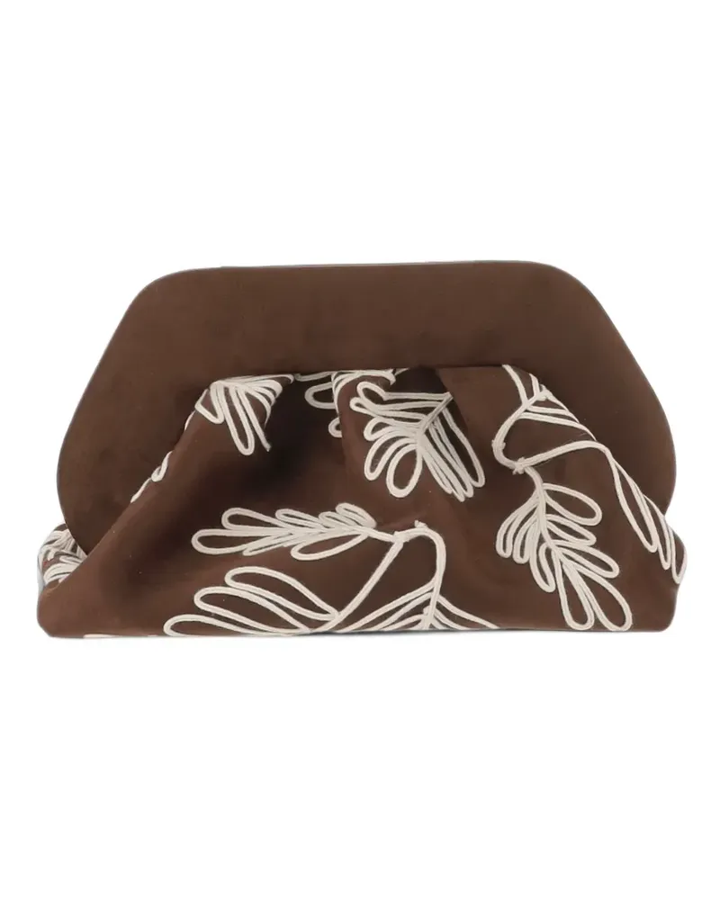 THEMOIRÈ leaf-embroidered clutch bag - Braun Braun