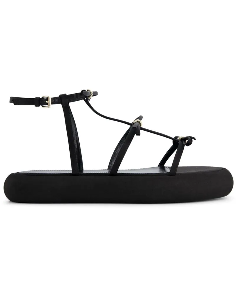 Giambattista Valli Flatform-Sandalen mit Schleife Schwarz