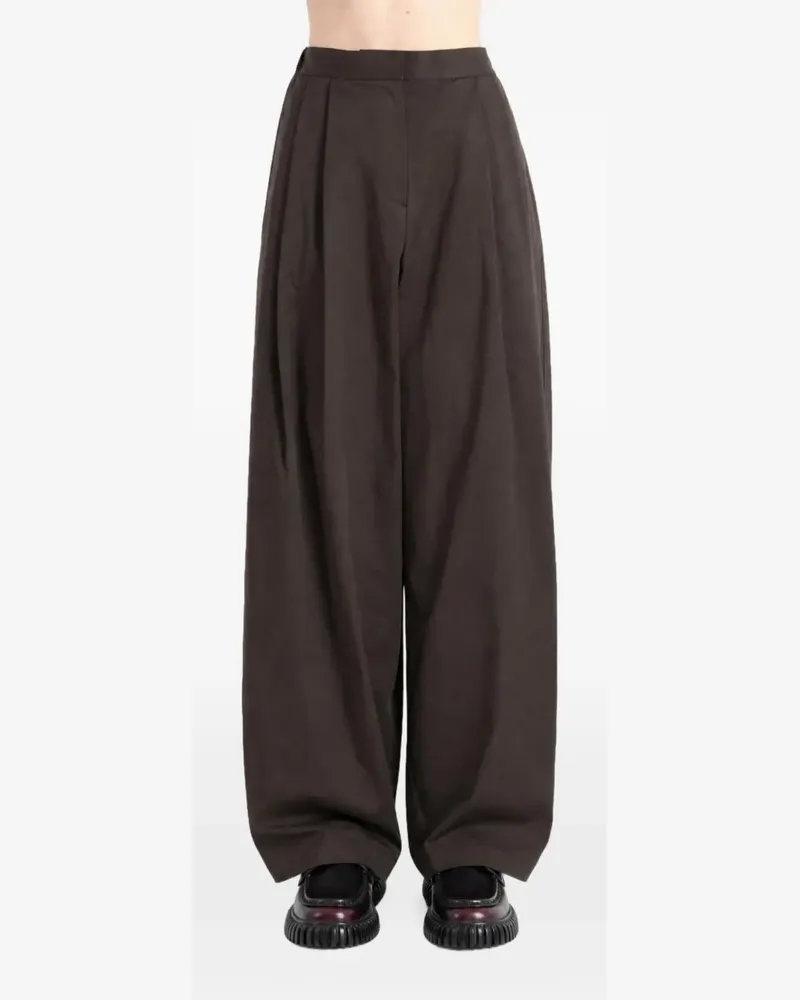 AMOMENTO Wide-Leg-Hose mit Bundfalten - Braun Braun