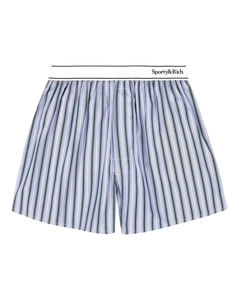 SPORTY & RICH Gestreifte Serif Boxershorts - Blau Blau