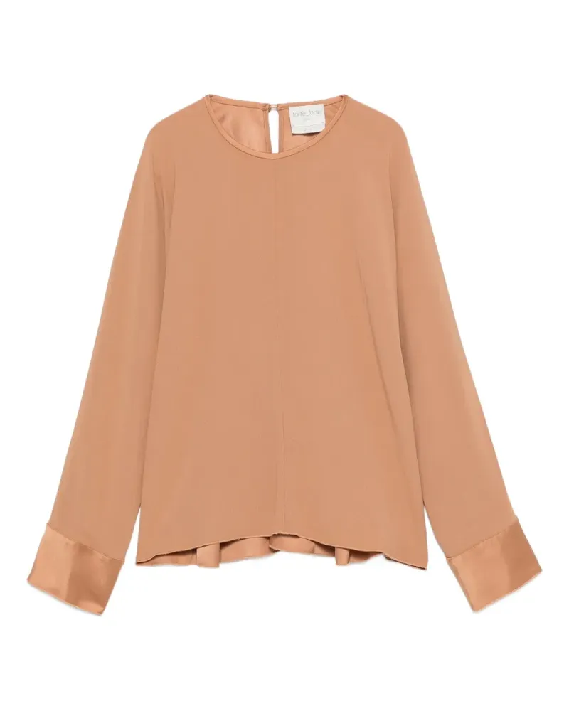 forte_forte Langärmelige Bluse mit Satinbündchen - Braun Braun