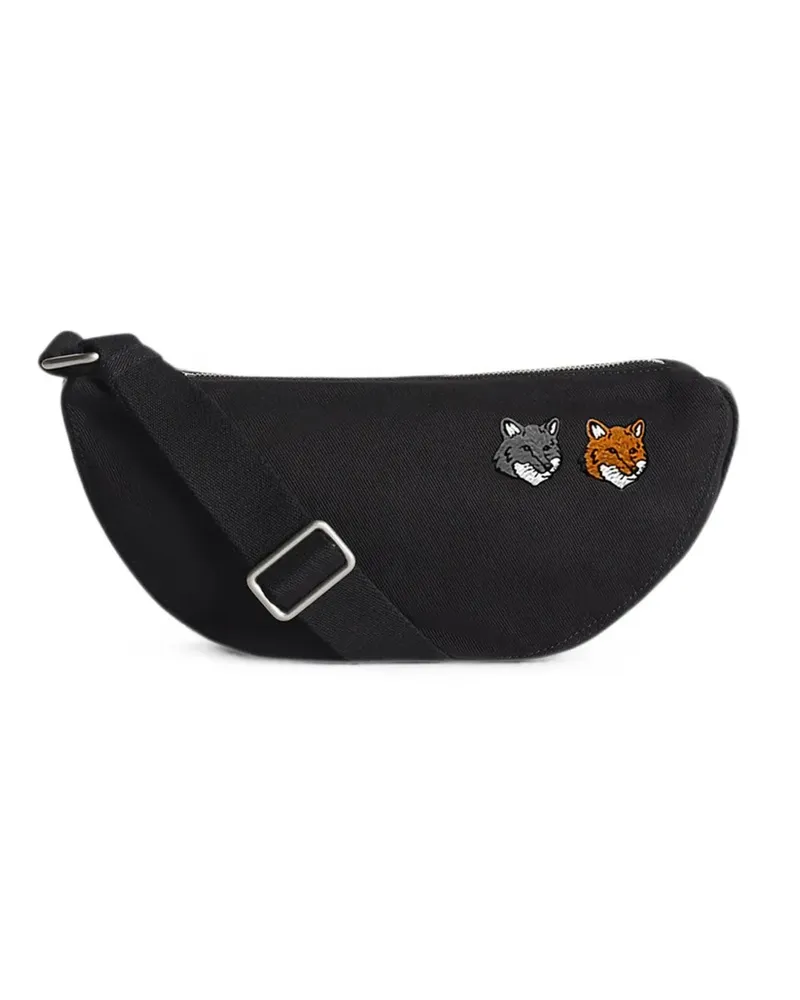 Kitsuné Kuriertasche mit Animal-Patch - Schwarz Schwarz