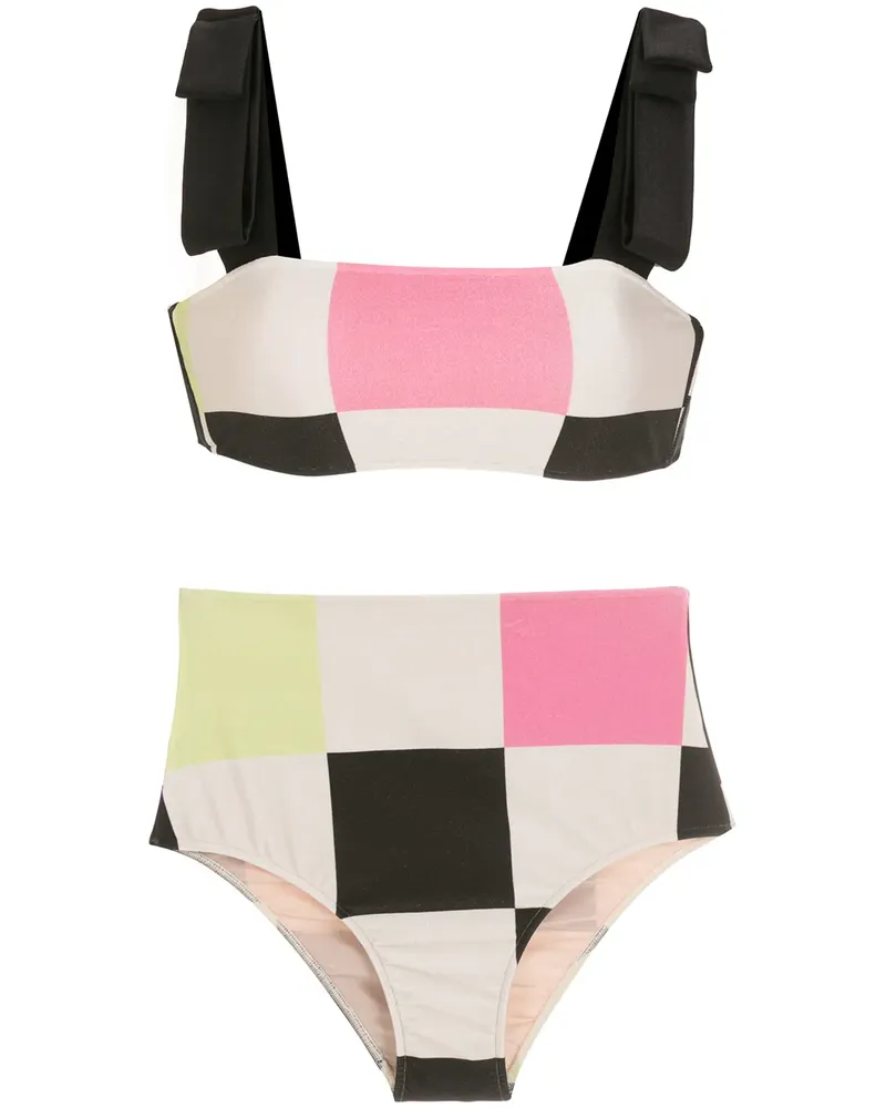 Adriana Degreas Karierter Bikini - Weiß Weiß