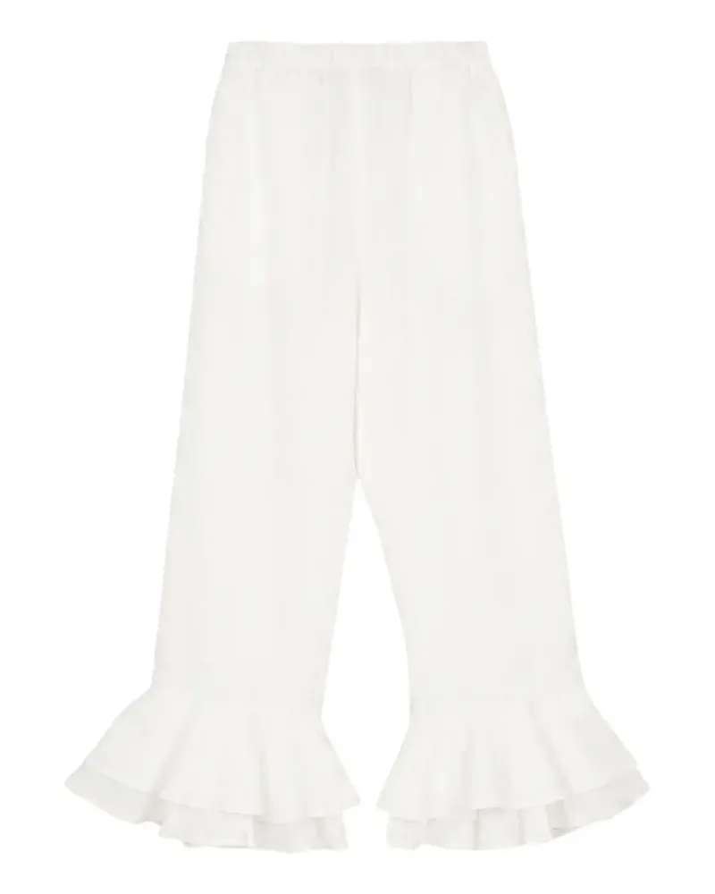 SLEEPER Cha-Cha ruffled-hem trousers - Weiß Weiß