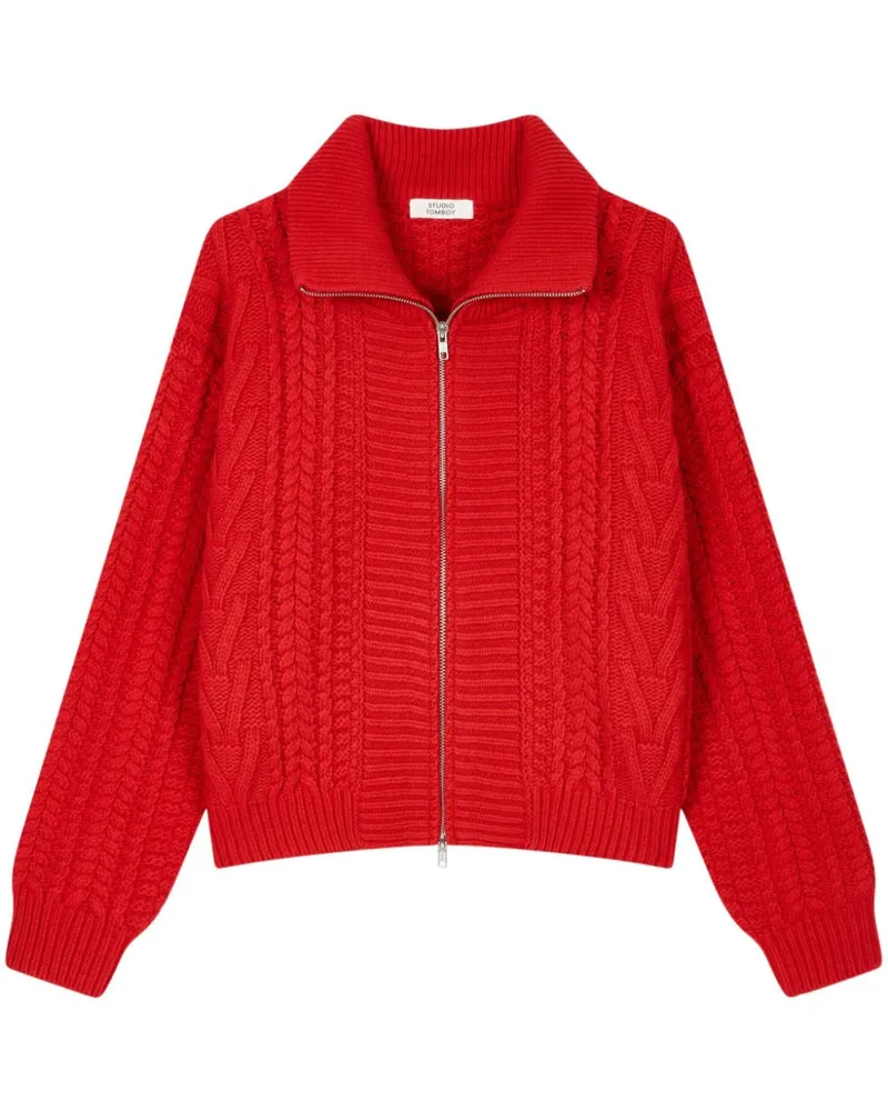 STUDIO TOMBOY Cardigan mit Zopfmuster - Rot Rot