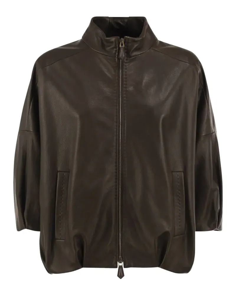 Max Mara Blouson aus Lammleder und Nappaleder - Braun Braun
