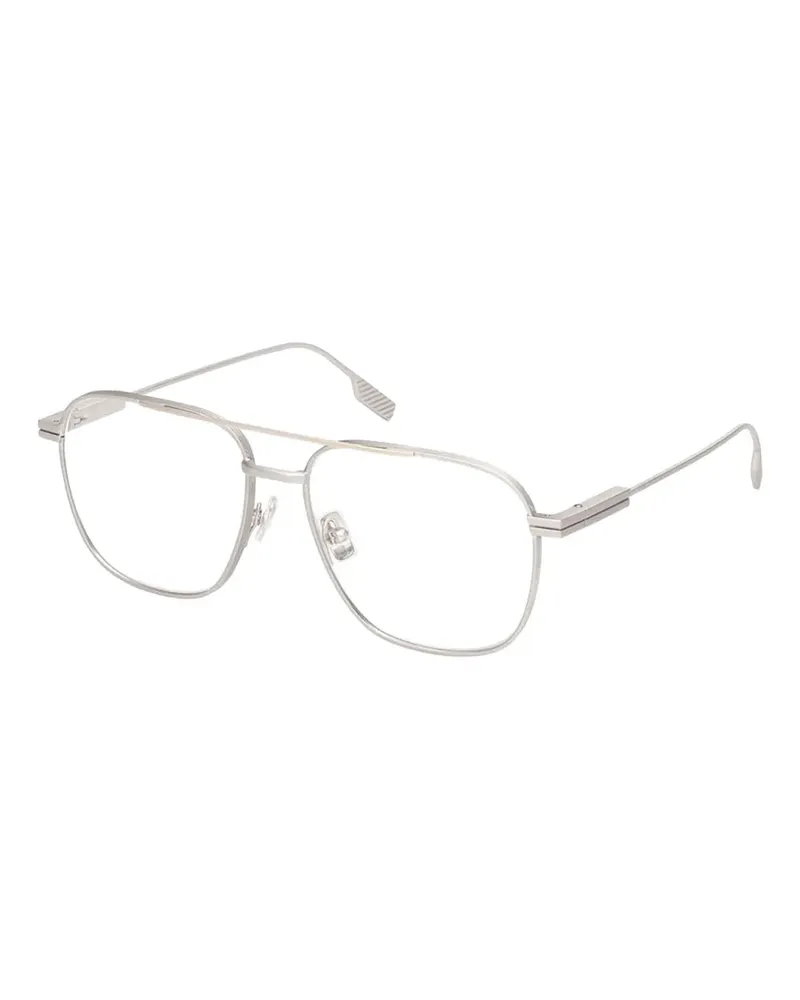 Ermenegildo Zegna Eckige Brille mit Doppelsteg - Silber Silber