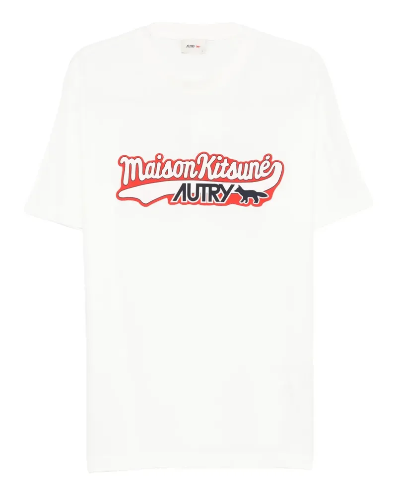 Kitsuné T-Shirt mit Logo-Print - Weiß Weiß
