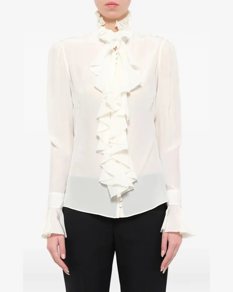 Alexander McQueen Popeline-Seidenhemd mit Rüschen - Nude Nude