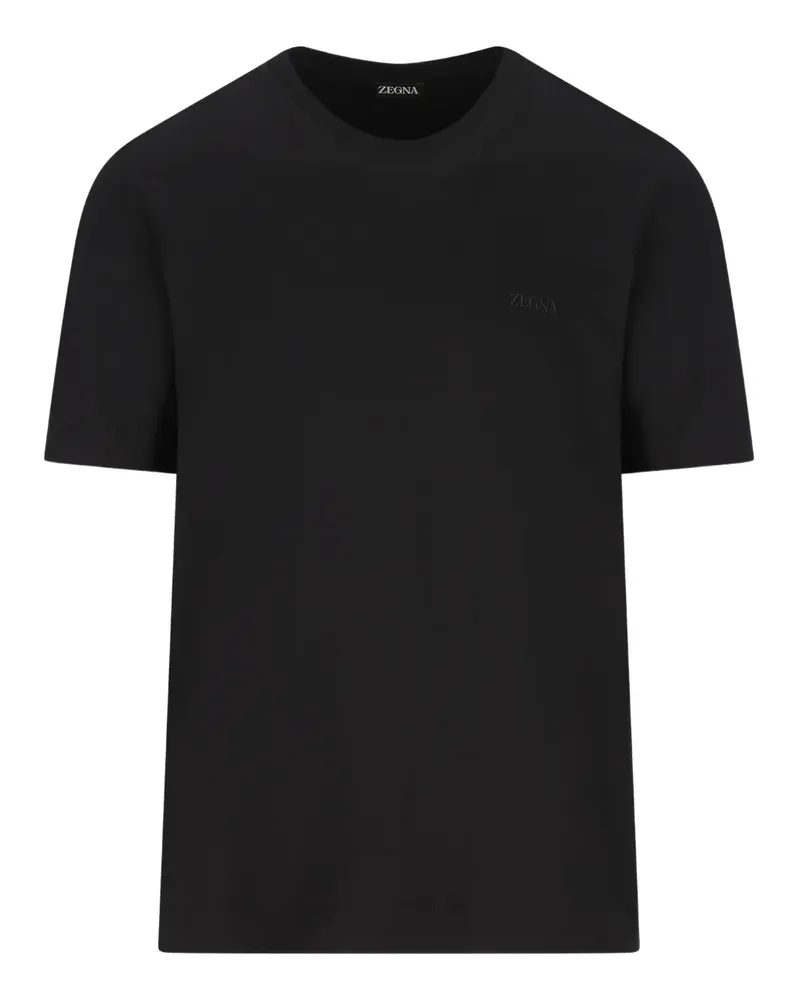 Ermenegildo Zegna logo-embroidered T-shirt - Schwarz Schwarz