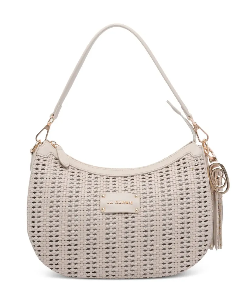 LA CARRIE woven logo-detail tote bag - Nude Nude