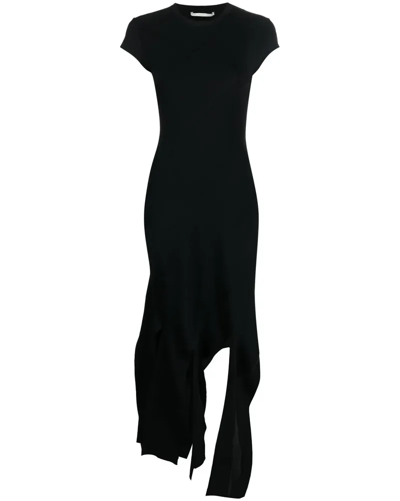 Stella McCartney Gestreiftes Midikleid mit Fransen - Schwarz Schwarz