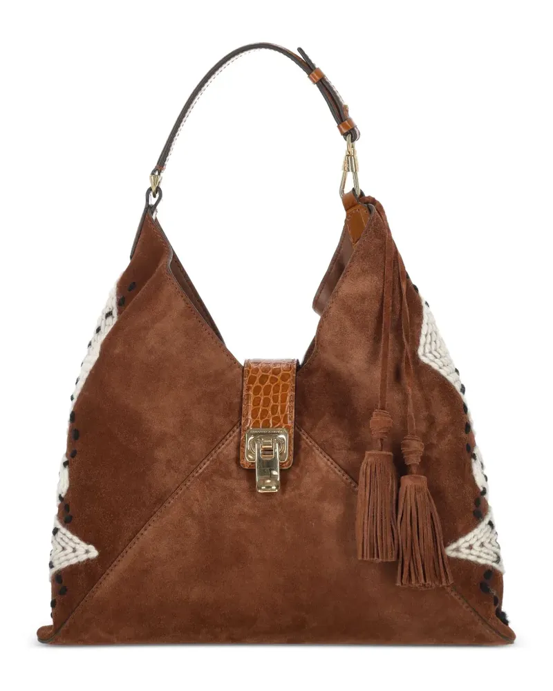 Ermanno Scervino Schultertasche aus Wildleder mit Strickdetail - Braun Braun