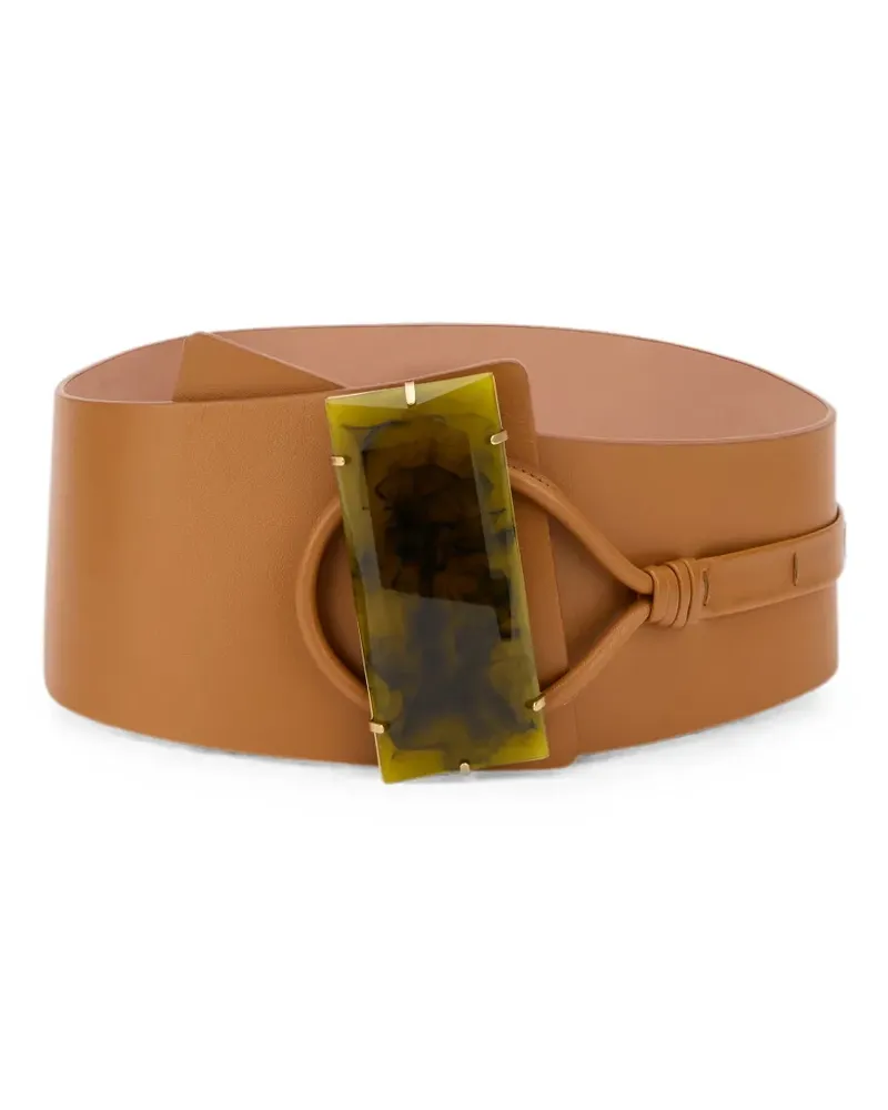 Alberta Ferretti buckle-fastening leather belt - Nude Nude