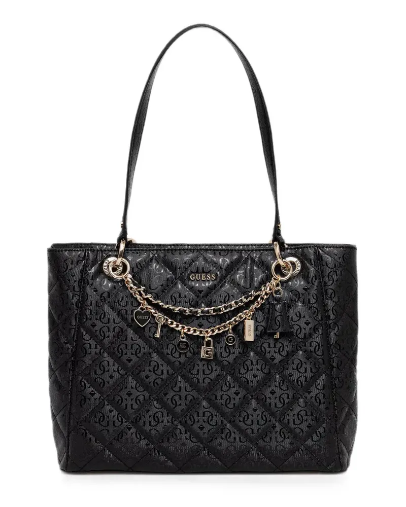 Guess Libby quilted charm-detail tote bag - Schwarz Schwarz