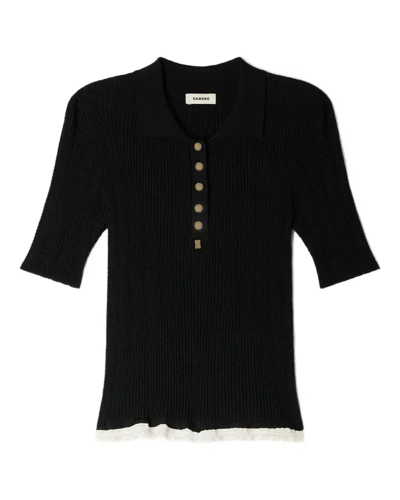 Sandro Geknöpftes Poloshirt - Schwarz Schwarz