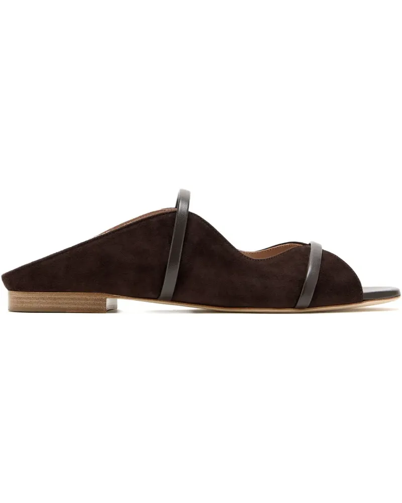 Malone Souliers Norah leather-trimmed suede mules - Braun Braun