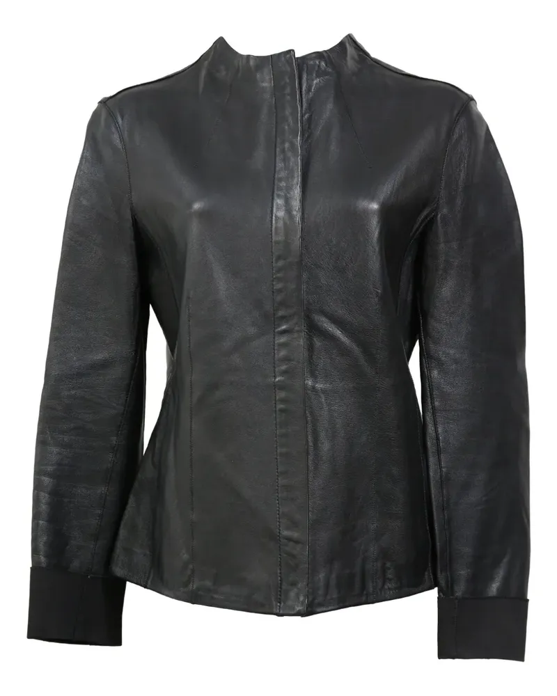 Theory Bikerjacke mit Stehkragen - Schwarz Schwarz