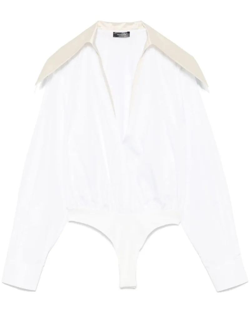 Thierry Mugler Body mit Satinkragen - Weiß Weiß